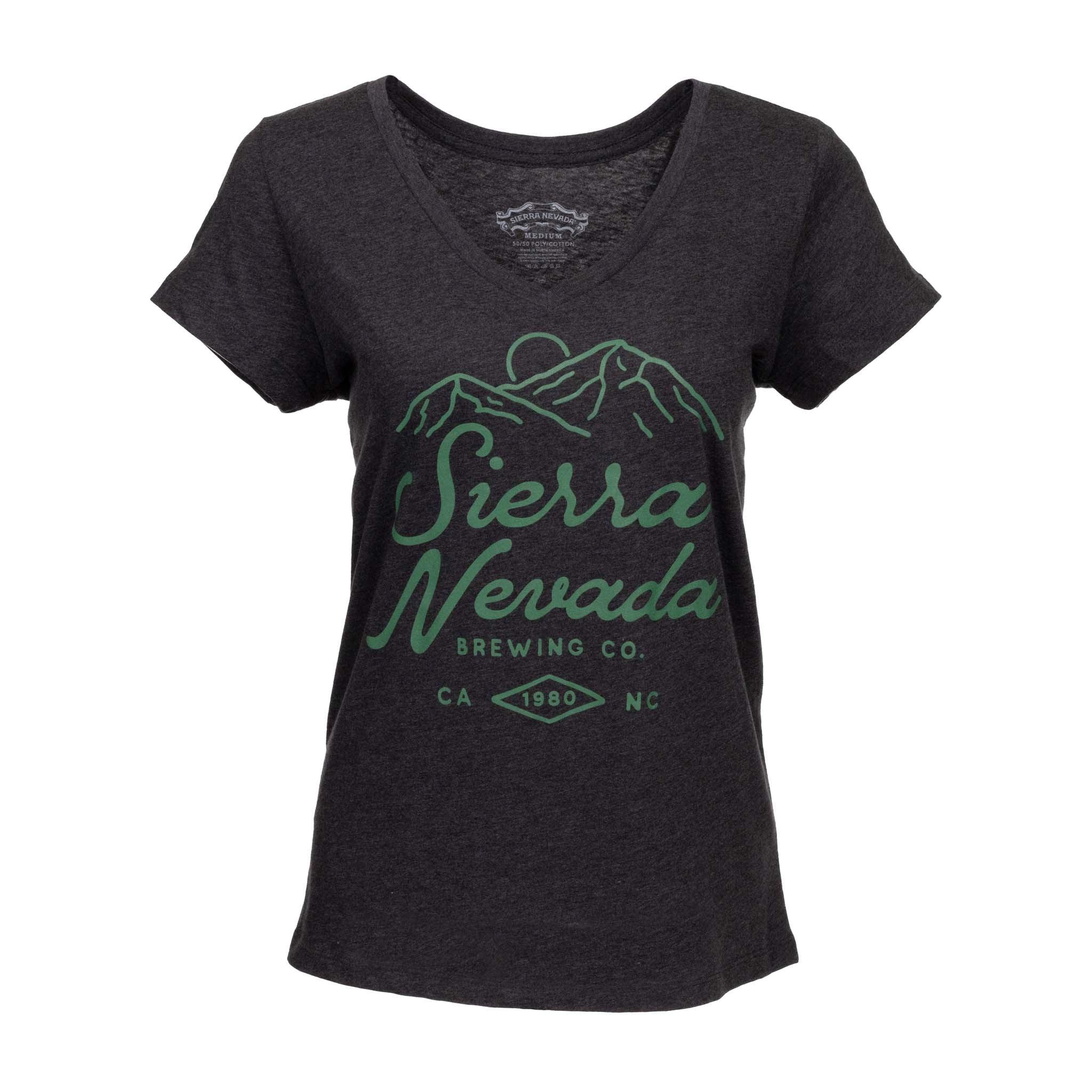 Sierra Nevada Women's 1980 Mountain V Neck Dark Grey - Front view