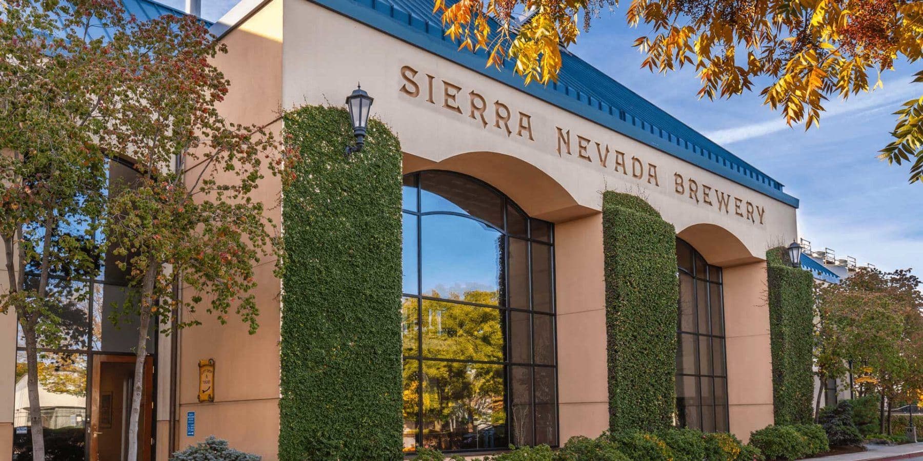 Fall leaves outside of Sierra Nevada brewery