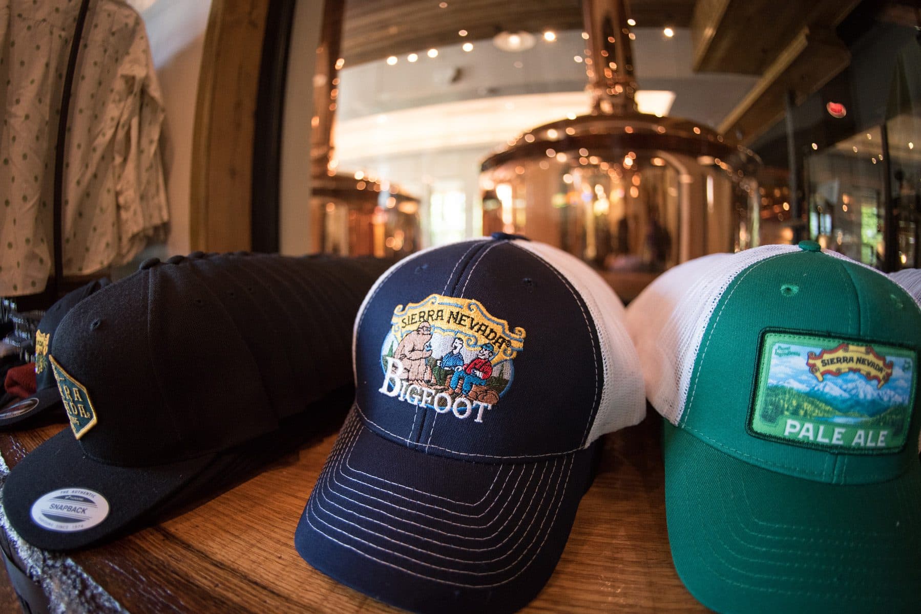 A Bigfoot Barleywine trucker hat in the Sierra Nevada Brewing Co. gift shop